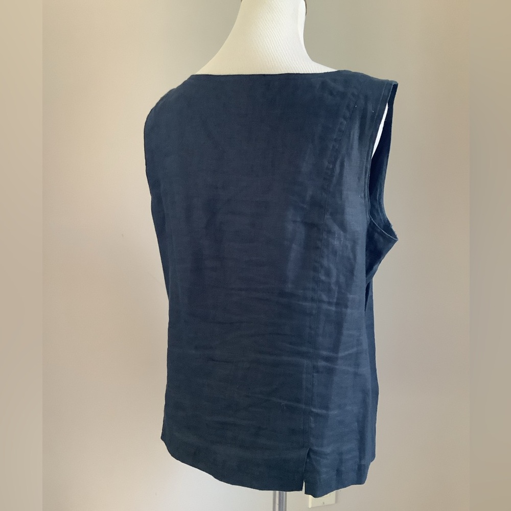 Valerie Stevens Black Linen Loose Fit Tank Top - Picture 2 of 3